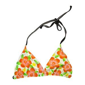 Y2K Orange and Green Floral Bikini Top